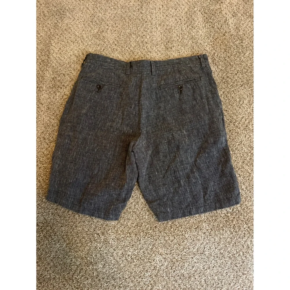 J. Crew Men's Shorts 34 Gray Linen Blend Flat Front 10.5